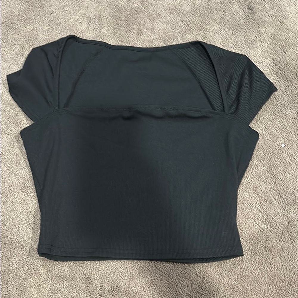 SHEIN Black Cap Sleeve Fitted Crop Bodysuit